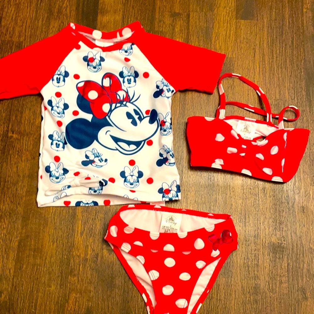 Toddler Minnie Mouse Bathing Suit - 3 Pieces